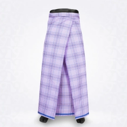 White Brown Blue Checked Cotton Lungi